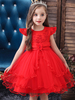 Blumenmädchenkleider Jewel Neck Kurzarm Blumen Kids Party Kleider