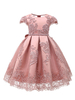 Blumenmädchenkleider Jewel Neck Lace Kurzarm Knielange Kinder Social Party Princess Kleider