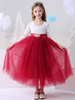 Blumenmädchenkleider Jewel Neck Lace Lange Ärmel Knöchellange Prinzessin Silhouette Schärpe Kinder Partykleider