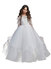 Blumenmädchenkleider Jewel Neck Lace Long Sleeves Bodenlange Princess Silhouette Bestickte Kinder Partykleider