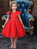 Blumenmädchenkleider Jewel Neck Polyester Baumwolle Kurze Ärmel Knielange Prinzessin Silhouette Blumen Kinder Social Party Kleider