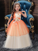 Blumenmädchenkleider Jewel Neck Polyester Baumwolle Ärmellos Knöchellang Prinzessin Silhouette Bögen Formelle Kinder Festzug Kleider