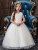 Blumenmädchenkleider Jewel Neck Polyester Baumwolle Ärmellos Knöchellang Prinzessin Silhouette Perlen Kinder Partykleider