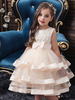 Blumenmädchenkleider Jewel Neck Polyester Baumwolle Ärmellos Knielang Prinzessin Silhouette Bögen Formelle Kinder Festzug Kleider