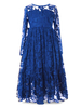 Blumenmädchenkleider Jewel Neck Polyester Long Sleeves Knöchellang A Line Lace Rüschensaum Kids Social Party Dresses