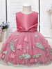 Blumenmädchenkleider Jewel Neck Polyester Ärmellos Polyester Baumwolle Tüll Knielang A-Linie Bestickte Kinder Partykleider