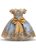Blumenmädchenkleider Jewel Neck Short Sleeves Bestickte Kids Party Dresses