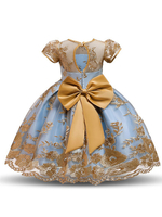 Blumenmädchenkleider Jewel Neck Short Sleeves Bestickte Kids Party Dresses