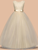 Blumenmädchenkleider Jewel Neck Sleeveless bodenlangen Bögen Formelle Kinder Festzug Partykleider