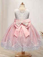 Blumenmädchenkleider Jewel Neck Sleeveless Gestickte Kinder Partykleider