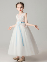 Blumenmädchenkleider Jewel Neck Sleeveless Gestickte Kinder Partykleider