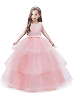 Blumenmädchenkleider Jewel Neck Tüll Ärmellos Knöchellang Prinzessin Silhouette Kinder Social Party Kleider