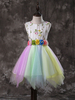 Blumenmädchenkleider Jewel Neck Tüll Ärmellos Knielang Irisierende Flora Schärpe Prinzessin Silhouette Bestickte Kinder Social Party Kleider