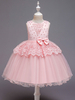 Blumenmädchenkleider Jewel Neck Tüll Ärmellos Knielang Prinzessin Silhouette Bögen Formelle Kinder Festzug Kleider