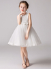 Blumenmädchenkleider Jewel Neck Tüll Ärmellos Knielang Prinzessin Silhouette Blumen Formal Kids Pageant Dresses