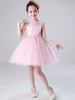 Blumenmädchenkleider Jewel Neck Tüll Ärmellos Knielang Prinzessin Silhouette Gestickte Kinder Social Party Kleider