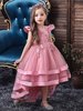 Blumenmädchenkleider Jewel Neck Tüll Ärmellos Mit Zug Prinzessin Silhouette Bögen Kinder Social Party Kleider