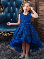 Blumenmädchenkleider Juwelenhals Polyester ärmellos mit Zugprinzessin Silhouette Bögen Kinder Partykleider
