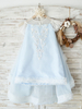 Blumenmädchenkleider Juwelenhals Tüll Knielange Prinzessin Silhouette Spitze Kinder Social Party Kleider