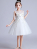 Blumenmädchenkleider Juwelenhals Tüll Kurzarm Knielange Prinzessin Silhouette Bestickte Kinder Partykleider