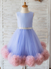 Blumenmädchenkleider Juwelenhals Tüll Ärmellose knielange Prinzessin Silhouette Schärpe Kinder Social Party Kleider