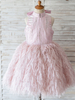 Blumenmädchenkleider mit hohem Kragen ärmellose Schleifen Kinder blass lila Partykleider