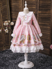 Blumenmädchenkleider Rosa Juwelenhals Langarm Bestickte Kinder Partykleider