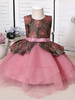 Blumenmädchenkleider Rosa Juwelenhals Polyester Baumwolle Ärmellose knielange A-Linie Schleifen Kinder Social Party Kleider