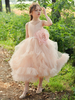 Blumenmädchenkleider Square Neck Sleeveless Plissee Formal Kids Pageant Kleider