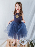 Blumenmädchenkleider Tüll Stern Tutu Kleid Ärmellose Kurze Kinder Abendkleid