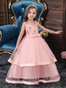 Blumenmädchenkleider V-Ausschnitt Polyester Baumwolle Ärmellos Knöchellang Prinzessin Silhouette Bestickt Kinder Partykleider