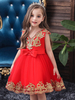 Blumenmädchenkleider V-Ausschnitt Tüll mit kurzen Ärmeln Knielange Prinzessin Silhouette Bestickte Kinder Partykleider