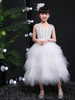Blumenmädchenkleider V-Ausschnitt Tüll Ärmellos Knöchellang Prinzessin Silhouette Pailletten Kinder Partykleider