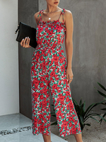 Blumenoverall Ärmelloser Jumpsuit mit geradem Bein