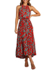 Blumige Maxikleider Ärmelloses Chiffon-Langkleid
