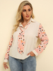 Bluse für Frauen Aprikose zweifarbige geknotete Schleifen Turndown-Kragen Langarm Polyester Casual Summer Tops