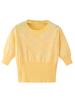 Bluse für Frauen Jewel Neck Kurzarm Gelb Polyester Blumendruck Jewel Neck T Shirt