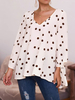 Bluse für Frauen Schwarz V-Ausschnitt Sexy Langarm Polyester Tops