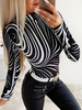 Bluse für Frauen Schwarzer Zebradruck Hoher Kragen Lässige Langarm-Oberteile