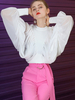 Bluse für Frauen Weißer Chiffon-Stehkragen mit langen Ärmeln