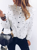 Bluse Polka Dot Buttons Rüschen Langarm Tops