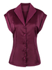 Bluse Polyester 2020 mit V-Ausschnitt und umgeschlagenem Design und Knöpfen