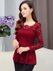 Bluse T-Shirt für Damen 2021 Langarm Peplum Pintuck Spitzenbluse Langarm Schößchen Biesen Top Spitzentop