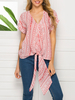 Bluse Tribal Printed Knotted Kurzarm Tops