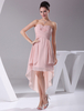 Blush Pink asymmetrischen Brautjungfer Kleid Sweetheart Criss-Cross Chiffon Plissee Kleid Party