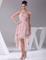 Blush Pink asymmetrischen Brautjungfer Kleid Sweetheart Criss-Cross Chiffon Plissee Kleid Party