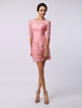 Blush Pink Sweetheart Bateau halbe Ärmel kurze Spitze Brautjungfer Kleid Kleider für Hochzeitsgäste