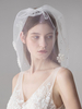 Blusher Veil Hochzeit Tüll Elfenbein Perlen Blume Braut Kurzer Schleier