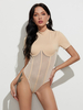 Body mit kurzen Ärmeln Jewel Neck Sexy Polyester Damen Top