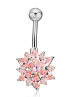 Body Piercing Schmuck schicke weiße Kupfer Strass Blume Muster Bauchnabel Ringe für Frauen